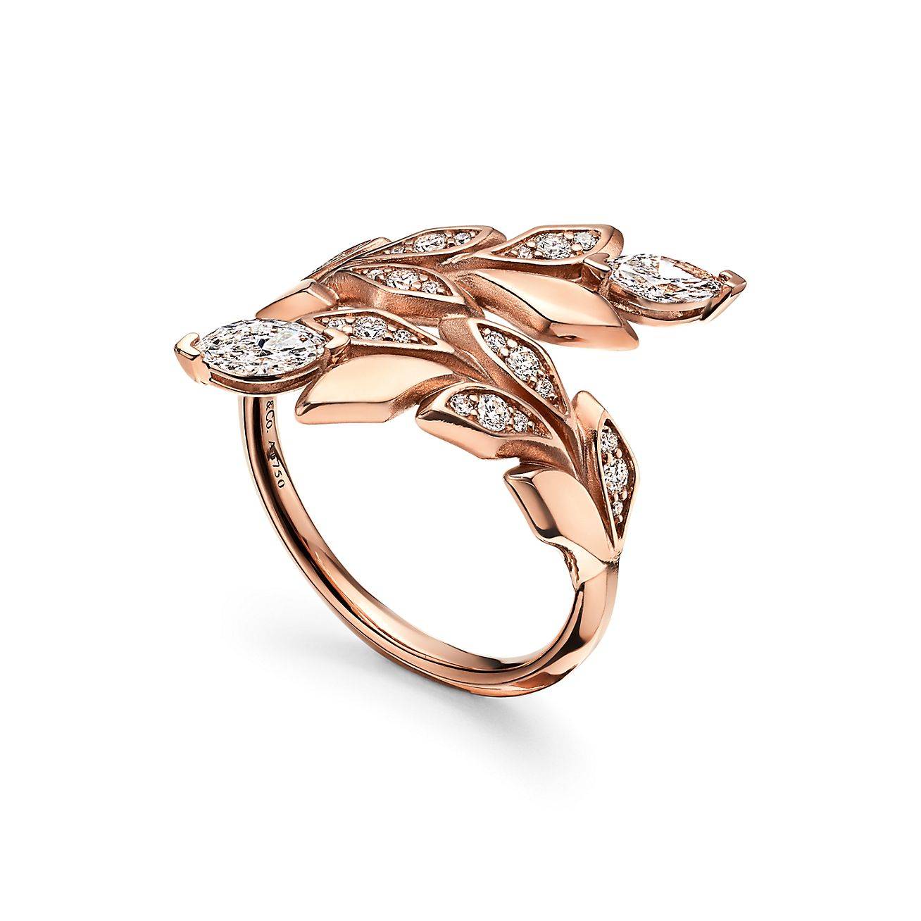 TIFFANY VICTORIA® VINE BYPASS RING IN ROSE GOLD WITH DIAMONDS